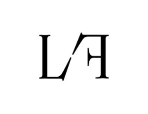Luggage Forward monogram black on white background