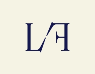 Luggage Forward monogram navy blue on off-white background