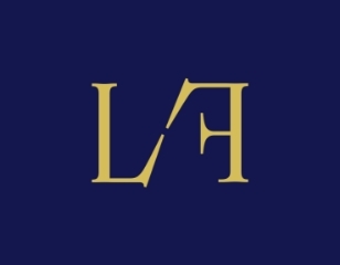 Luggage Forward monogram gold on navy blue background