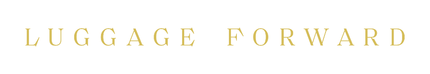 Luggage Forward gold logo on transparent background