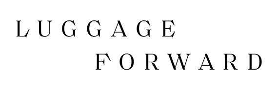 Luggage Forward stacked black logo on transparent background