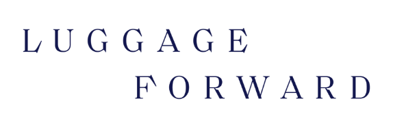 Luggage Forward stacked navy blue logo on transparent background