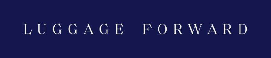 Luggage Forward off-white logo on navy blue background