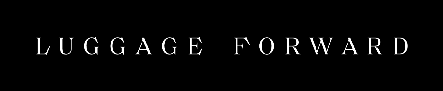 Luggage Forward white logo on black background