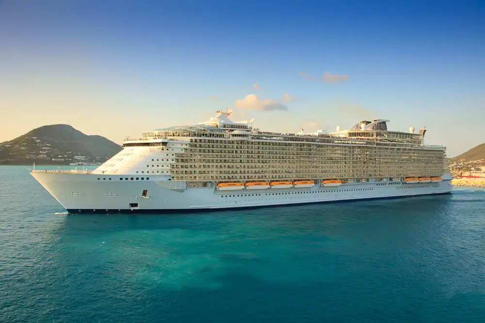 Large cruise ship at a port