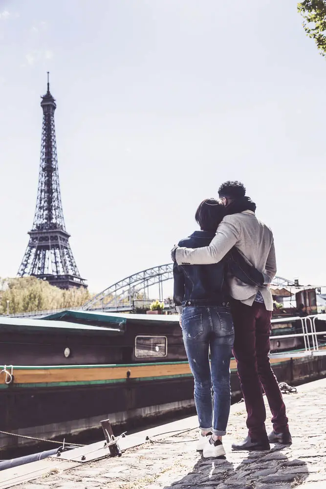 Couple enjoying the view in Paris France