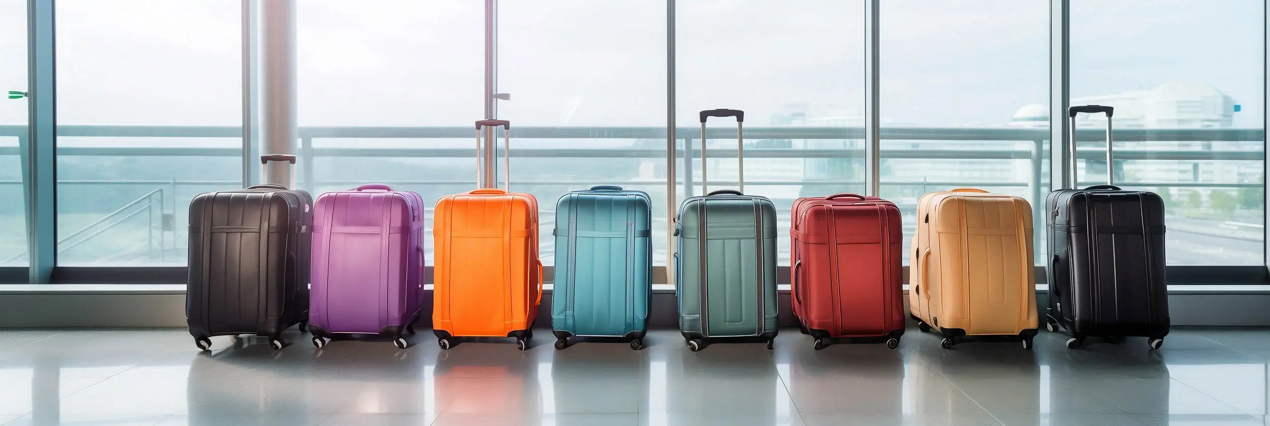 Row of suitcases at an airport